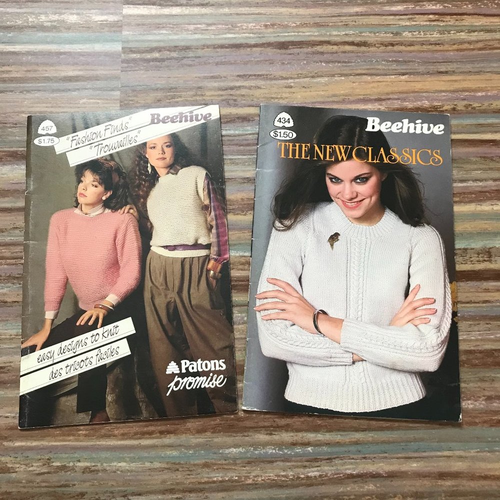 Beehive Patons Knitting Pattern Booklets 434 457 Pullover Sweaters Cardigans